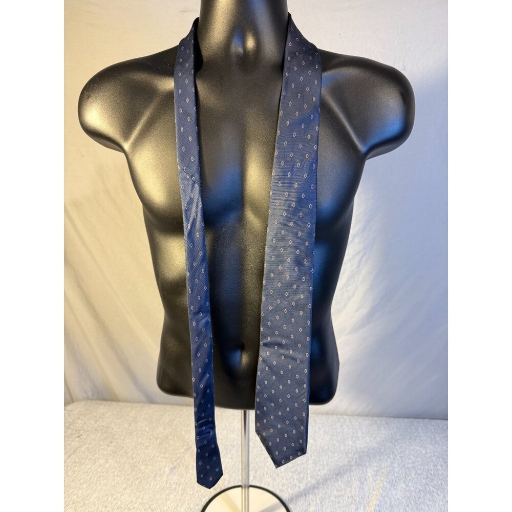 Adams Row Vintage Men’s Preppy  Neck Tie Navy Classic Pattern